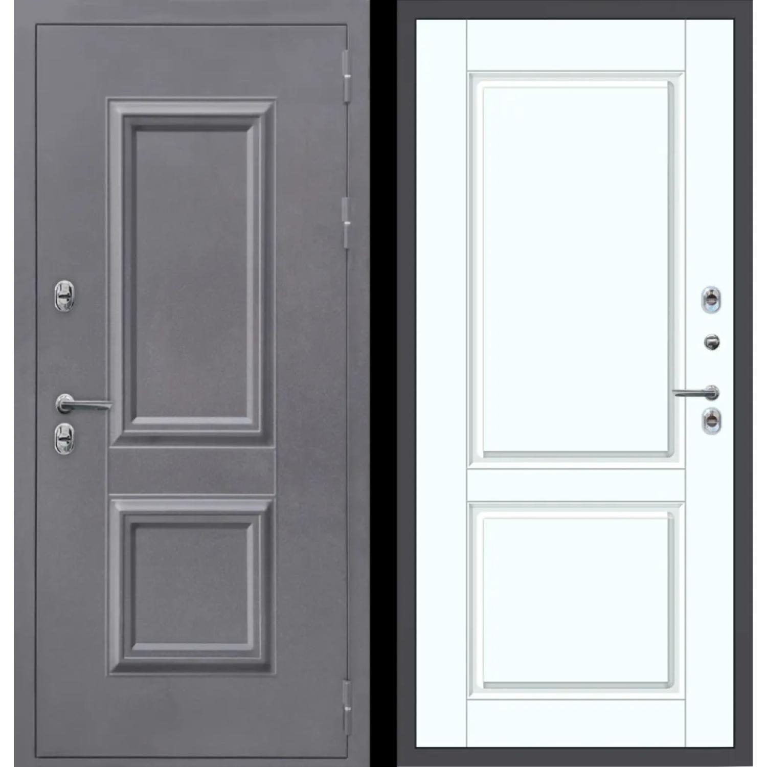 M60 ТЕРМО (960*2050 R, Букле графит (Полимерно-порошковое), Velluto Bianco AG 700, Заказная)