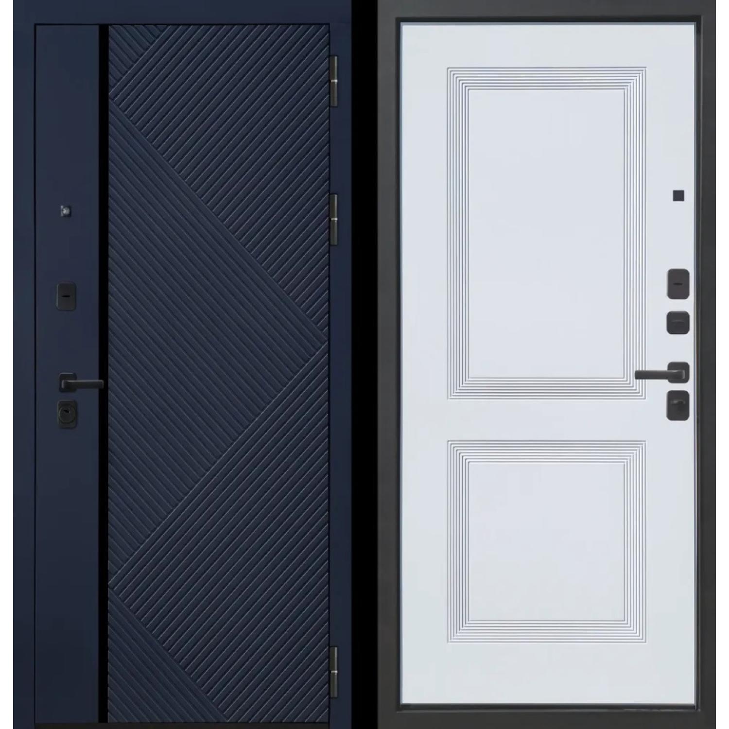 М19 (960*2050 R, Темно - синий софт (ПВХ), Velluto Bianco AG 700, Заказная)