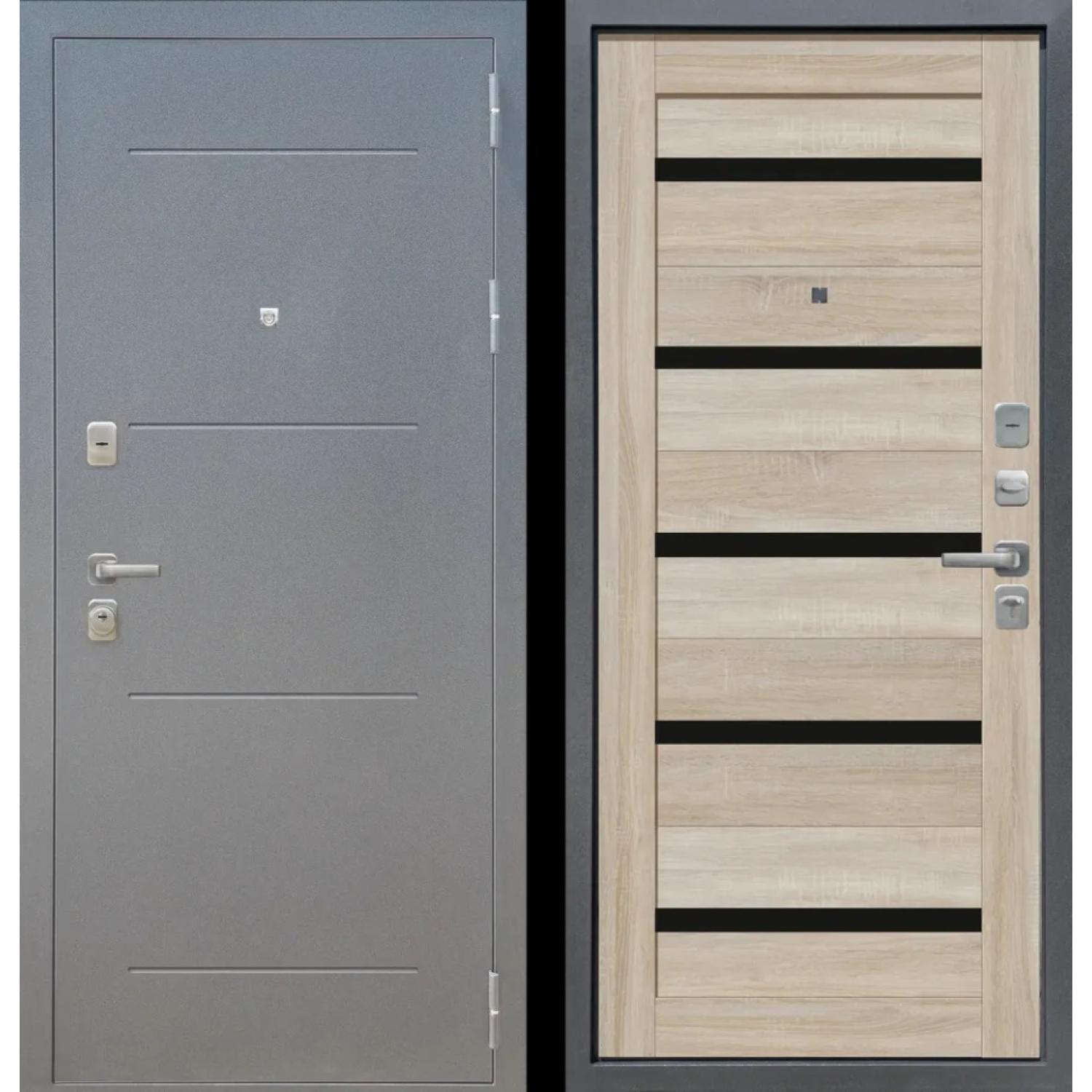 М6 (960*2050 R, Букле графит (Полимерно-порошковое), Дуб сонома светлый (ПВХ), Заказная)